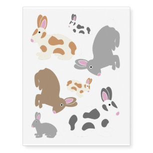 Cute Rabbits Simple Illustrations Easter Temporary Tattoos