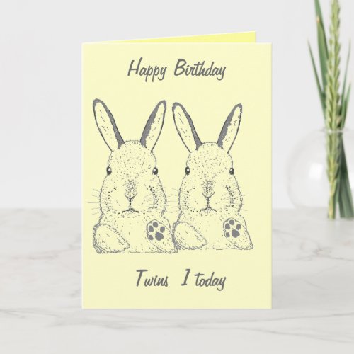 Cute Rabbits Twins Birthday Card