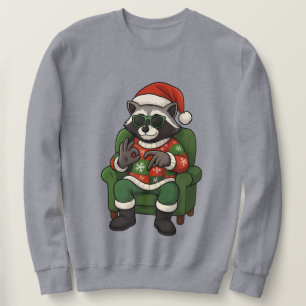 Cute Raccoon 67 Meme Six Seven 6-7 Christmas Sweatshirt
