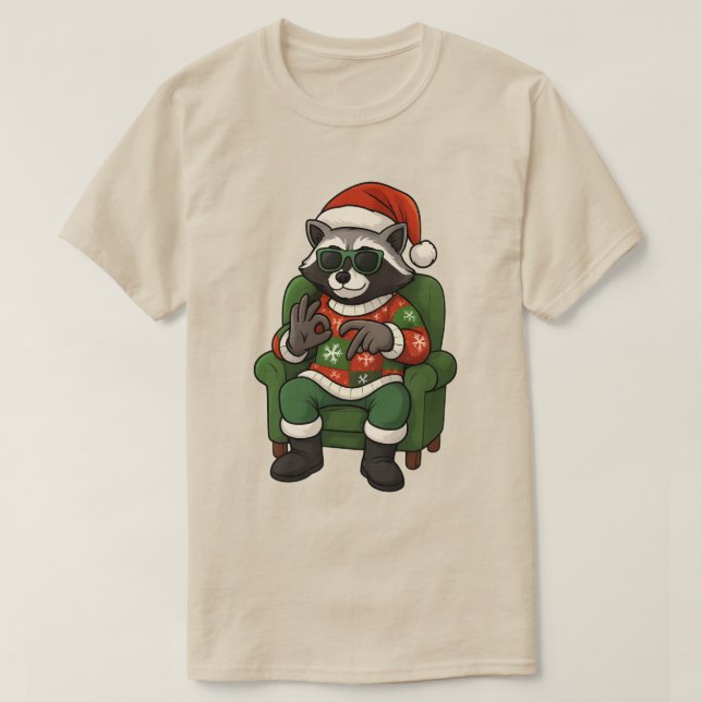 Cute Raccoon 67 Meme Six Seven 6-7 Christmas  T-Shirt (Design Front)