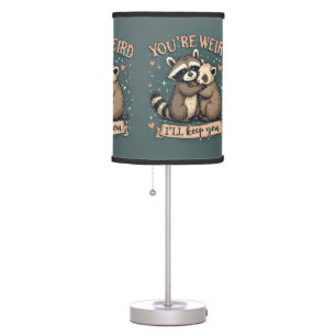 Cute Raccoon and Ferret Hug with Funny Quote Table Lamp
