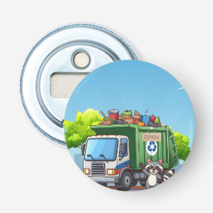 Cute raccoon and "food" truck bottle opener