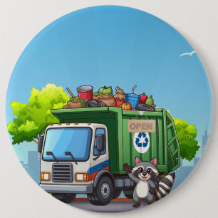 Cute raccoon and "food" truck button
