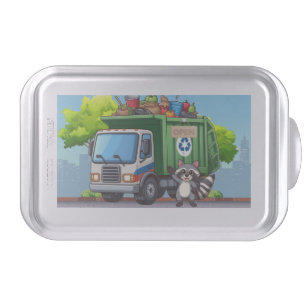 Cute raccoon and "food" truck cake pan