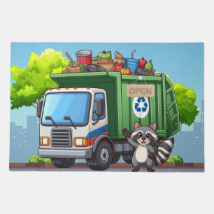 Cute raccoon and "food" truck doormat
