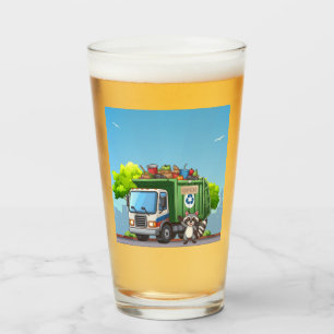 Cute raccoon and "food" truck glass