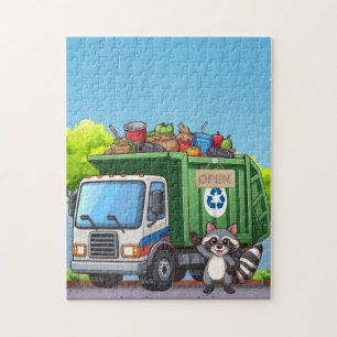 Cute raccoon and "food" truck jigsaw puzzle