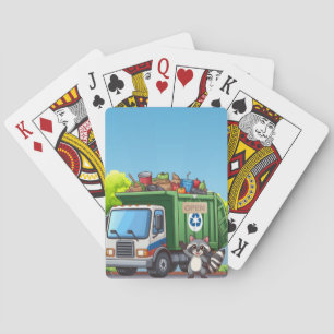 Cute raccoon and "food" truck poker cards