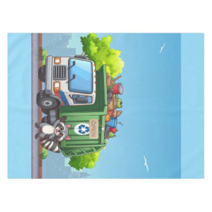 Cute raccoon and "food" truck tablecloth
