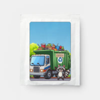 Cute raccoon and "food" truck
