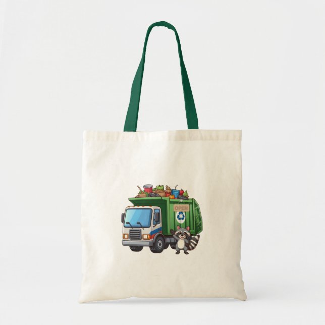 Cute raccoon and "food" truck tote bag (Front)