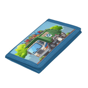 Cute raccoon and "food" truck tri-fold wallet