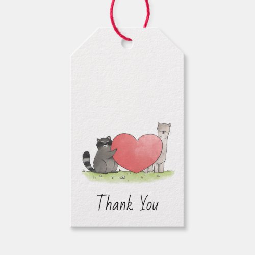 Cute Raccoon and Llama Sq1uare Thank You  Gift Tags