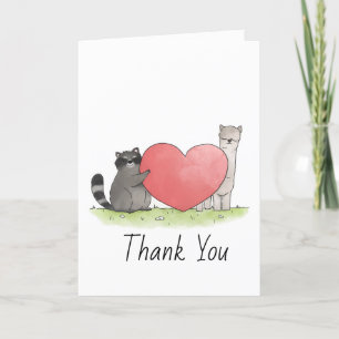 Cute Raccoon and Llama Thank You Card