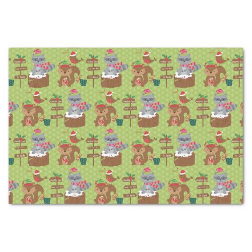 Cute Raccoon and Squirrel with Snowflakes Tissue Paper