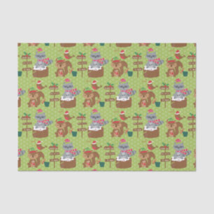 Cute Raccoon and Squirrel with Snowflakes Tissue Paper