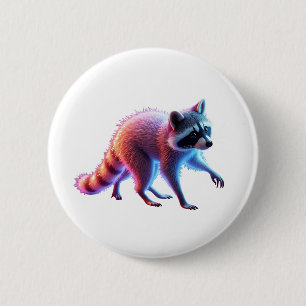 Cute Raccoon Art Button