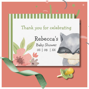 Cute Raccoon Baby Shower Thank You Card 