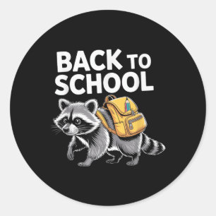 Cute Raccoon Back To School Backpack Funny Kids Gi Classic Round Sticker