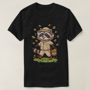 Cute Raccoon Beekeeper T-Shirt Design