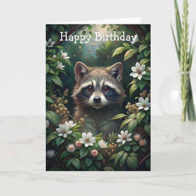 Cute Raccoon Birthday Card (Front)