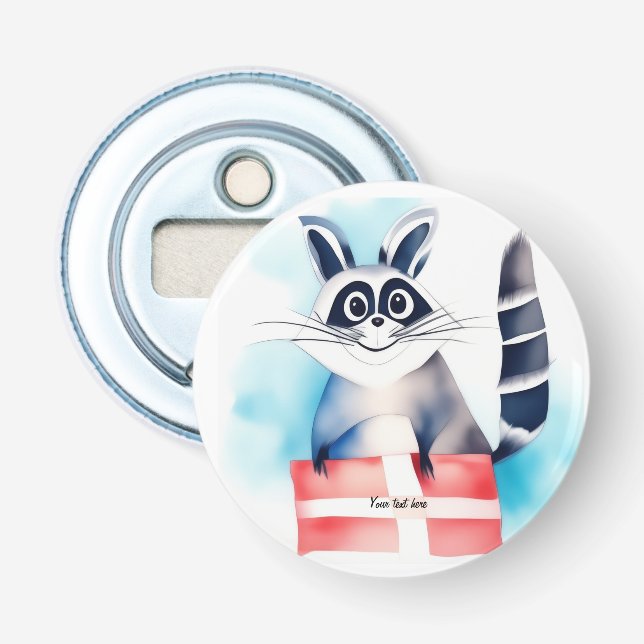 Cute raccoon birthday gift bottle opener (Front)