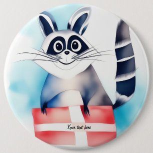 Cute raccoon birthday gift button