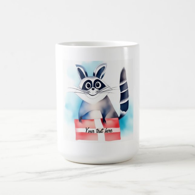 Cute raccoon birthday gift coffee mug (Center)