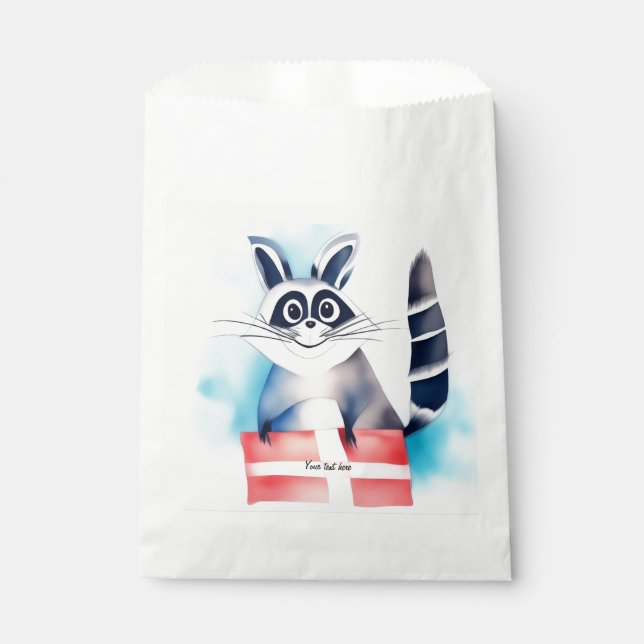 Cute raccoon birthday gift favor bag (Front)