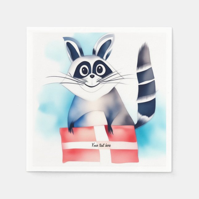 Cute raccoon birthday gift napkins (Front)