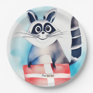 Cute raccoon birthday gift paper plates