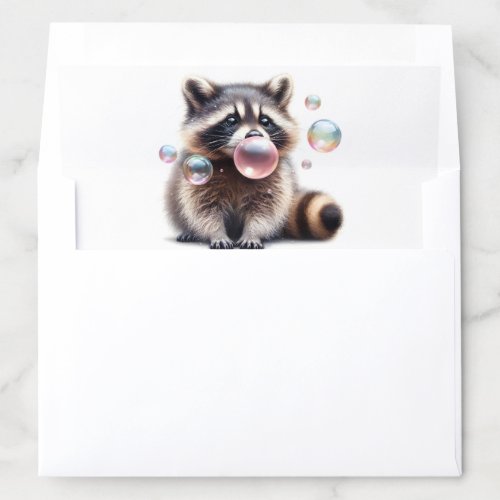 Cute Raccoon Blowing Bubbles Gum Party Envelope Liner