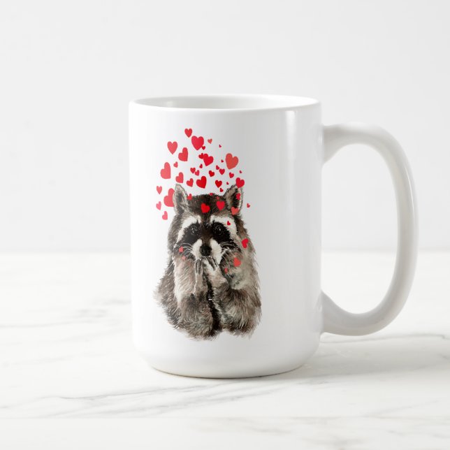 Cute Raccoon Blowing Kisses Animal Nature Art Coffee Mug (Right)