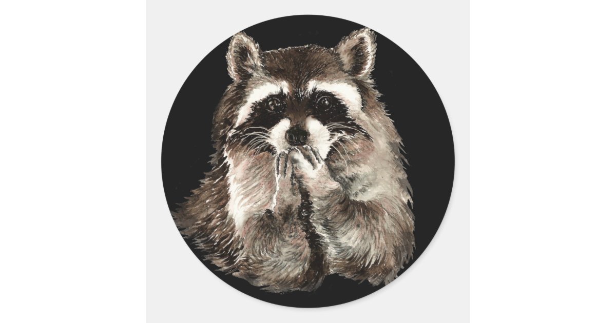 Cute Raccoon Blowing Kisses Humor animal art Classic Round Sticker | Zazzle