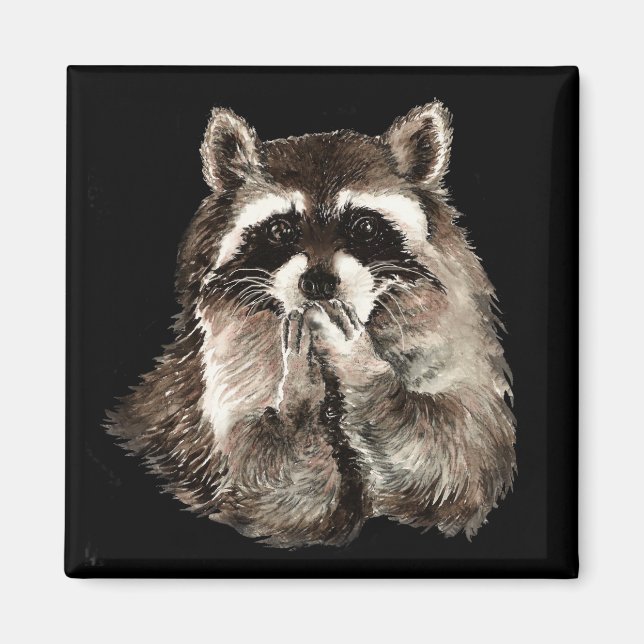 Cute Raccoon Blowing Kisses Humor animal art Magnet (Front)