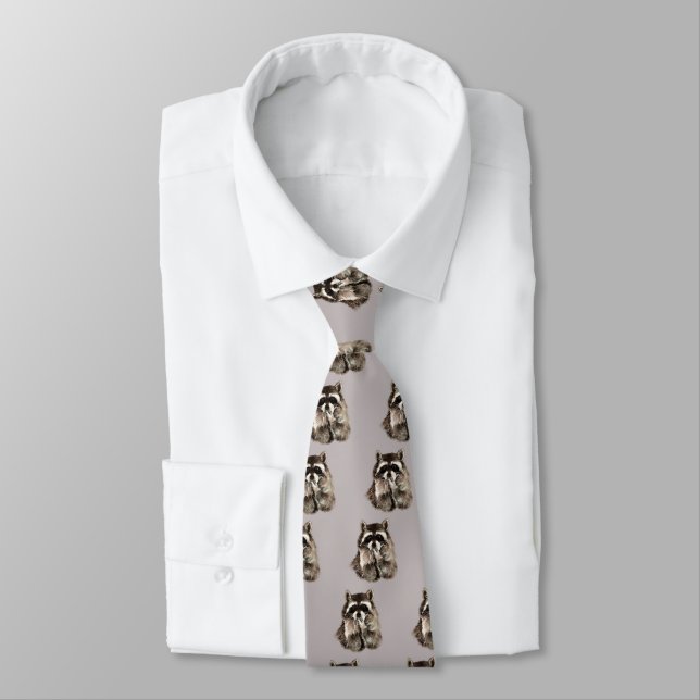 Cute Raccoon Blowing Kisses Humor animal art Tie (Tied)