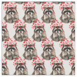 Cute Raccoon Blowing Kisses Love Hearts Animal Fun Fabric