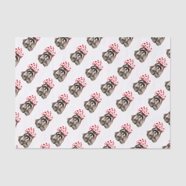 Cute Raccoon Blowing Kisses Love Hearts Animal Tissue Paper (Front)