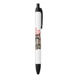Cute Raccoon Blowing Kisses Love Hearts Funny Pen