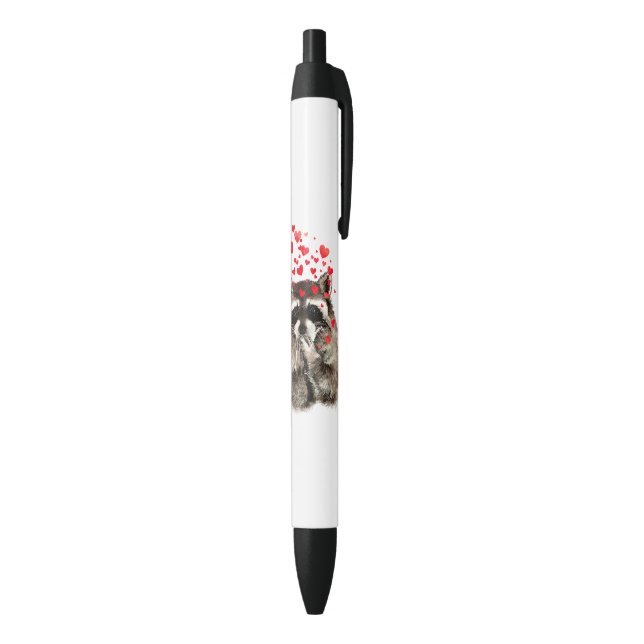 Cute Raccoon Blowing Kisses Love Hearts Funny Pen (Bottom (Vertical))