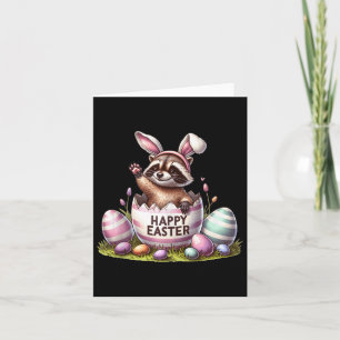 Cute Raccoon Bunny Kids Mens Easter Raccoon  Card