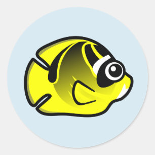 Cute Raccoon Butterflyfish Classic Round Sticker