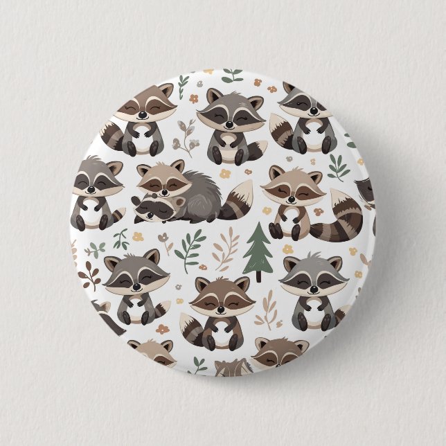 Cute raccoon button (Front)