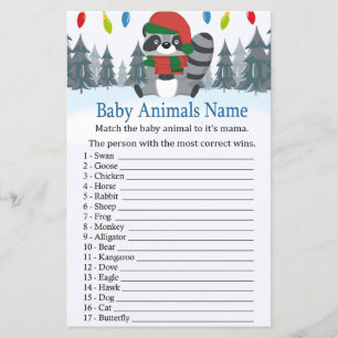Cute Raccoon Christmas Baby Animals Name Game