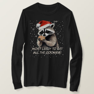 Cute Raccoon Christmas Eat All the Cookies T-Shirt