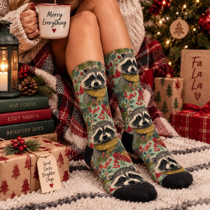 Cute Raccoon Christmas Socks
