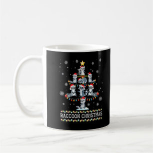 Cute Raccoon Christmas Tree Pajama Matching Costum Coffee Mug