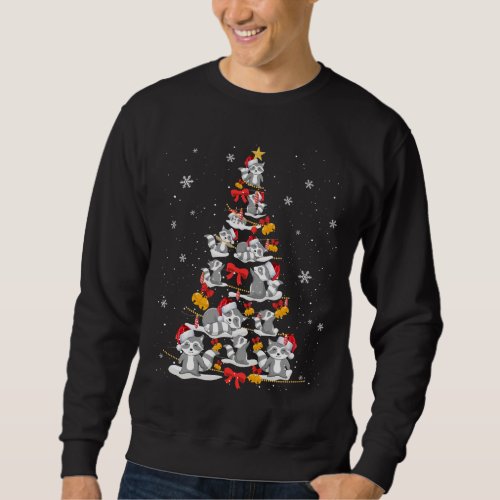 Cute Raccoon Christmas Tree Pajama Matching Costum Sweatshirt