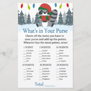 Cute Raccoon Christmas What's in your purse game