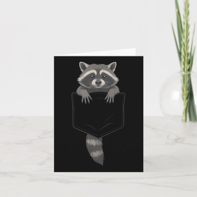 Cute Raccoon Cket Funny For Men Women Kid  Card (Front)